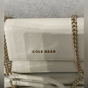 Cole Haan Ivory Leather wallet in chain crossbody